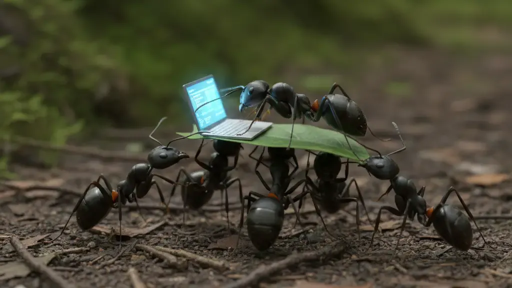 AI generated image of three beavers fixing a computer