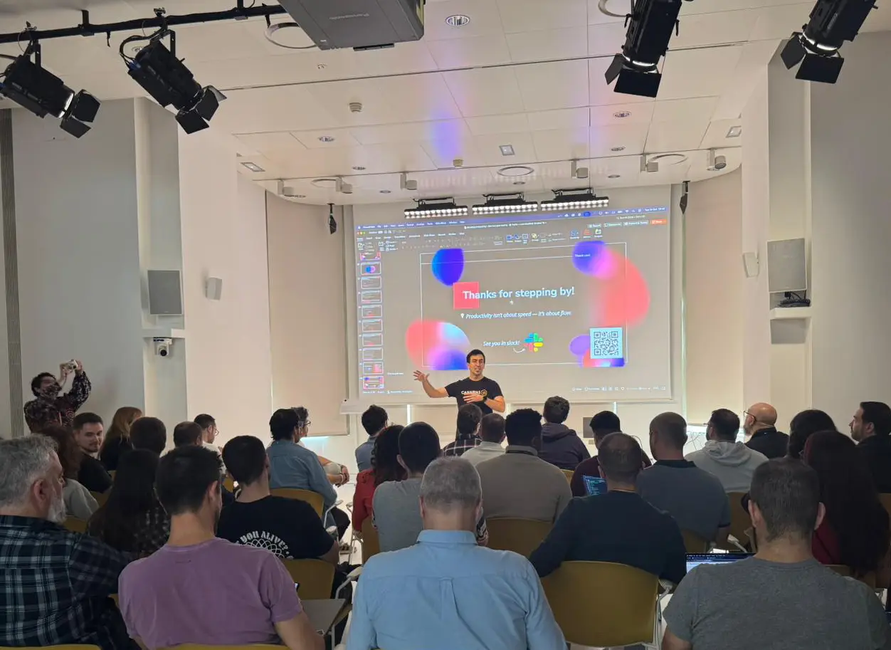 Productivity and AI talk at the Openbank OpenCommit Fest conference.