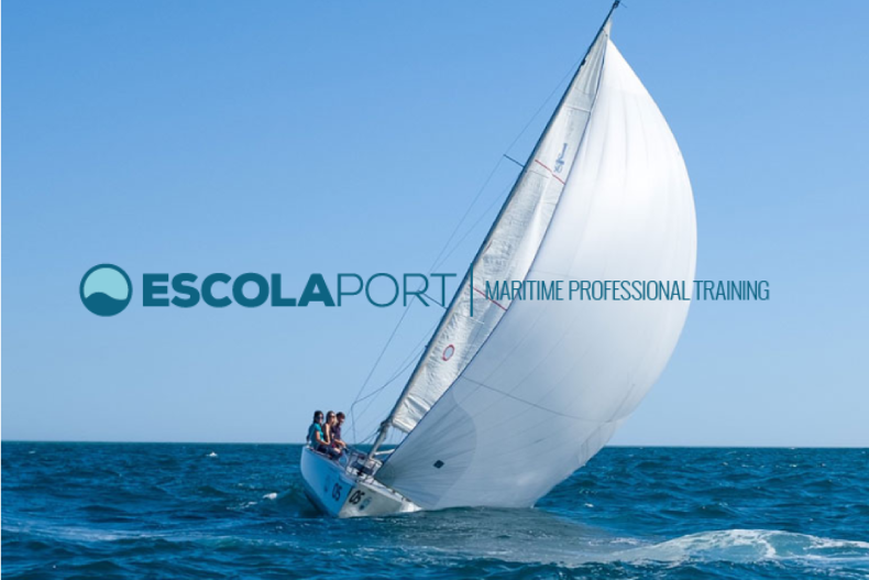 Sail boat with escolaport logo