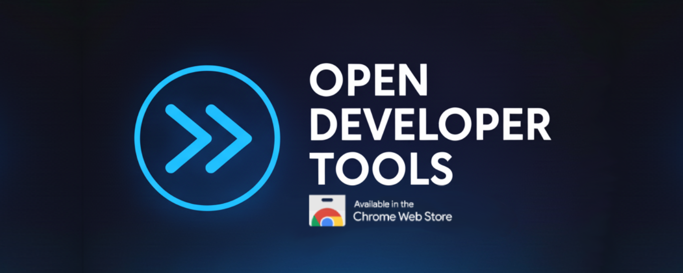 Open developer tools logo with chrome web store tag